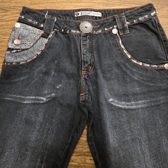 KLEPTON Basic Clothes Unisex Vintage Boot Leg Jeans w/Accent Pockets - Black - Picture 4 of 15